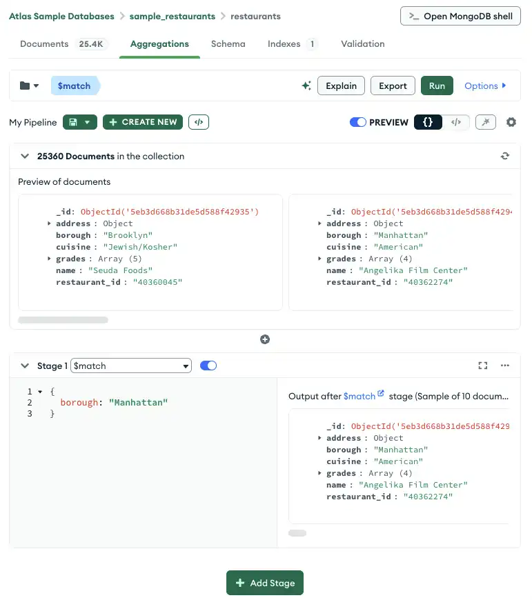 MongoDB Compass aggregation pipeline image